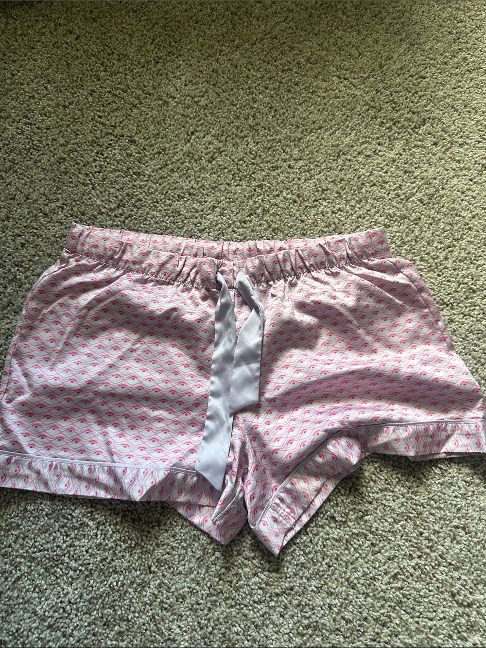 Victoria's Secret Pink Patterned Lounge Shorts with Gray Drawstring